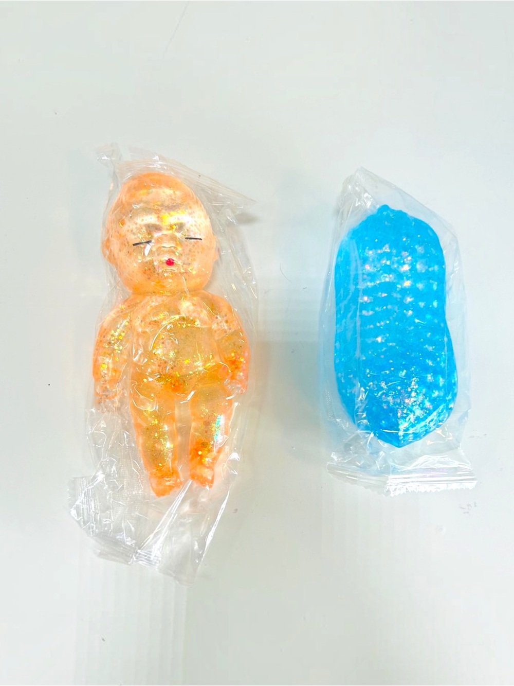 NIB Glitter Maltose Squishy Bundle Blue Peanut & Orange Baby Fidget Toys